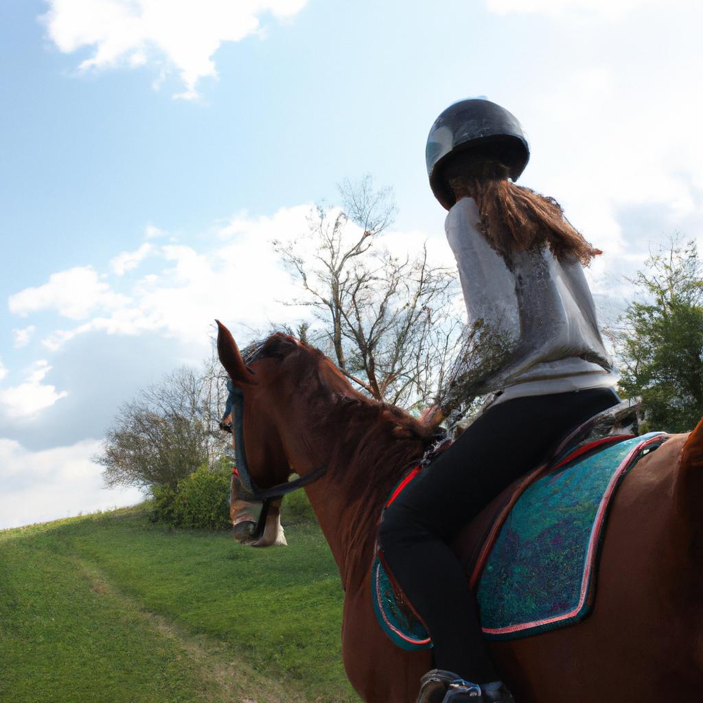 Person riding horse in countryside
